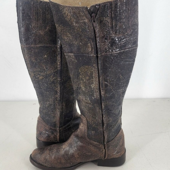 Steven By Steve Madden "reins" Grey / Brown Leather Distressed Knee High - Picture 1 of 8